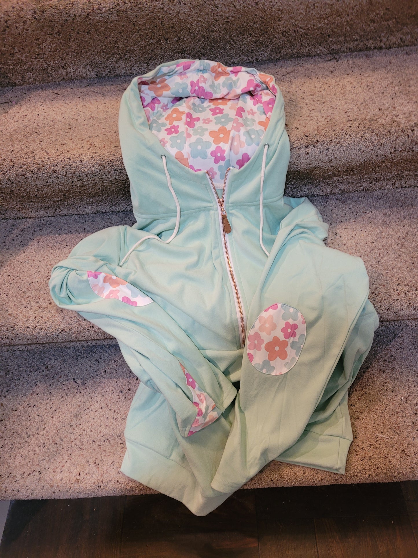 Spring Hacci Knit Hoodie Teal Pastel