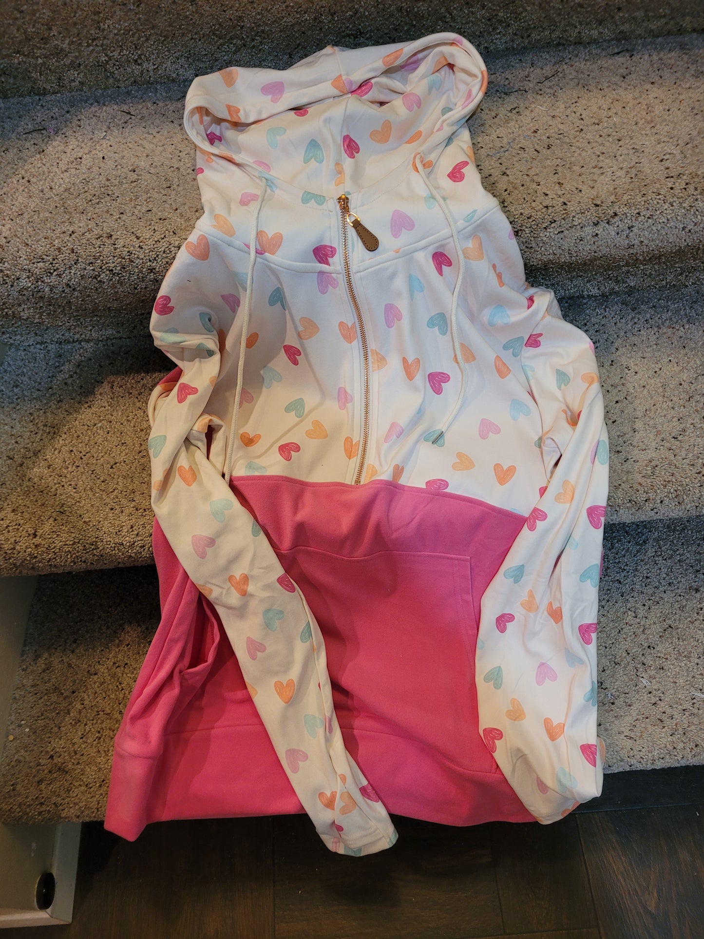 Spring Hacci Knit Hoodie Pastel Hearts