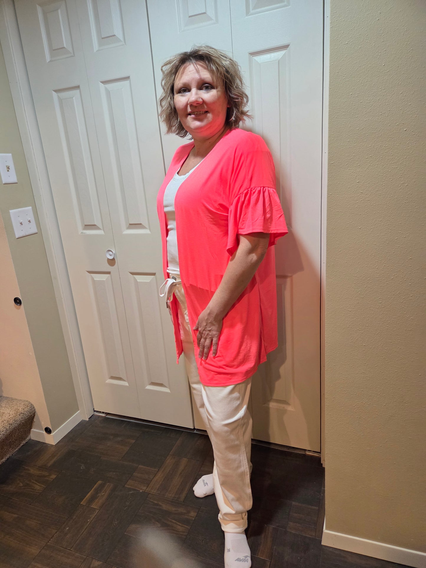 Ruffled Short Sleeve Cardigan