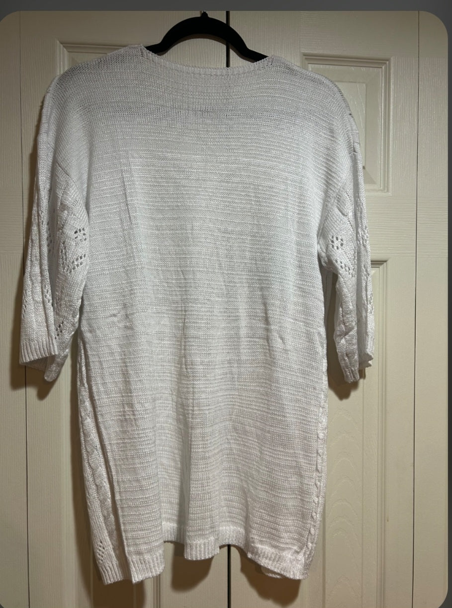 Cut-Out Short Sleeved Knitted Cardigan