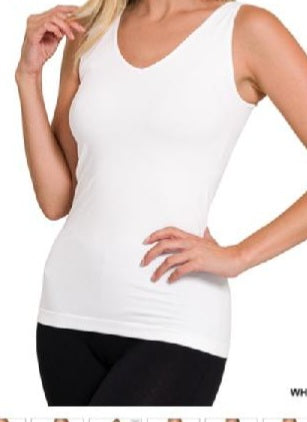 Front & Back 2-Way V-Neck/ U-Neck Seamless Tank White