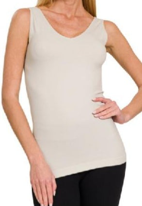 Front & Back 2-Way V-Neck/ U-Neck Seamless Tank Bone