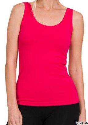 Front & Back 2-Way V-Neck/ U-Neck Seamless Tank Viva Magenta