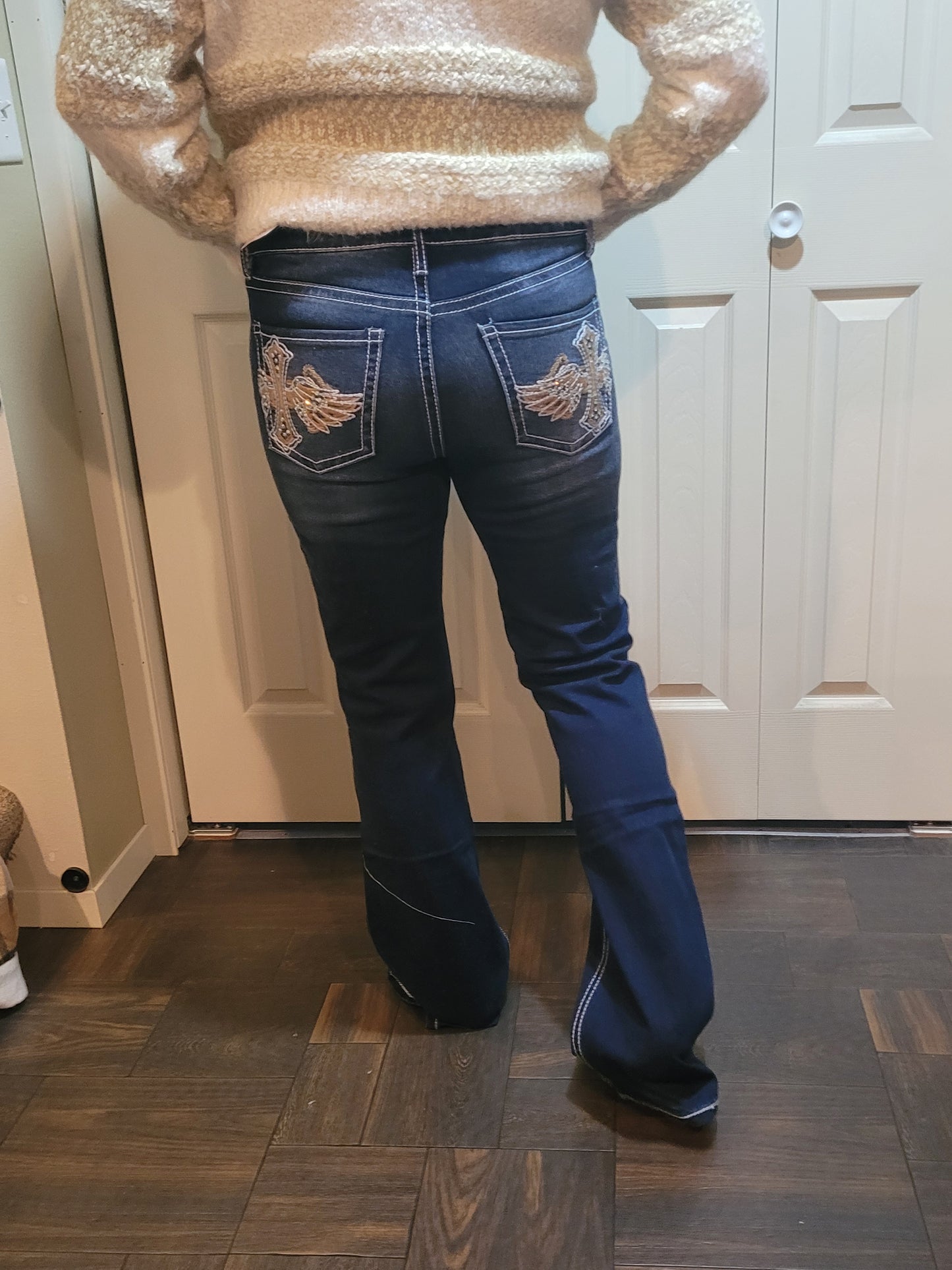 YMI Boot Cut Jeans with Rhinestone Pockets