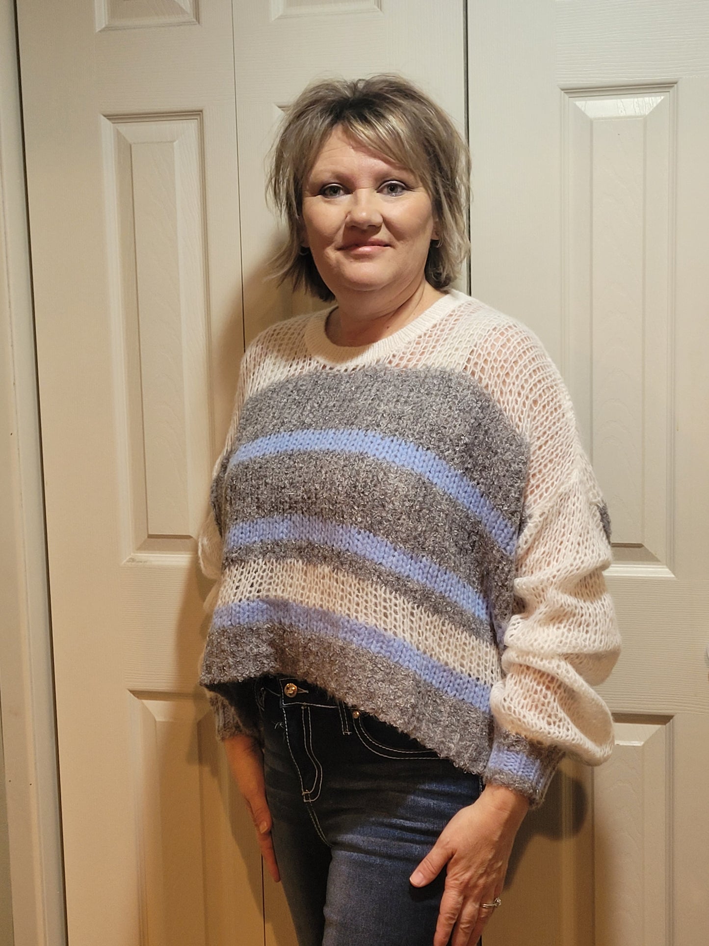 Lightweight Fabric Mix Sweater Top