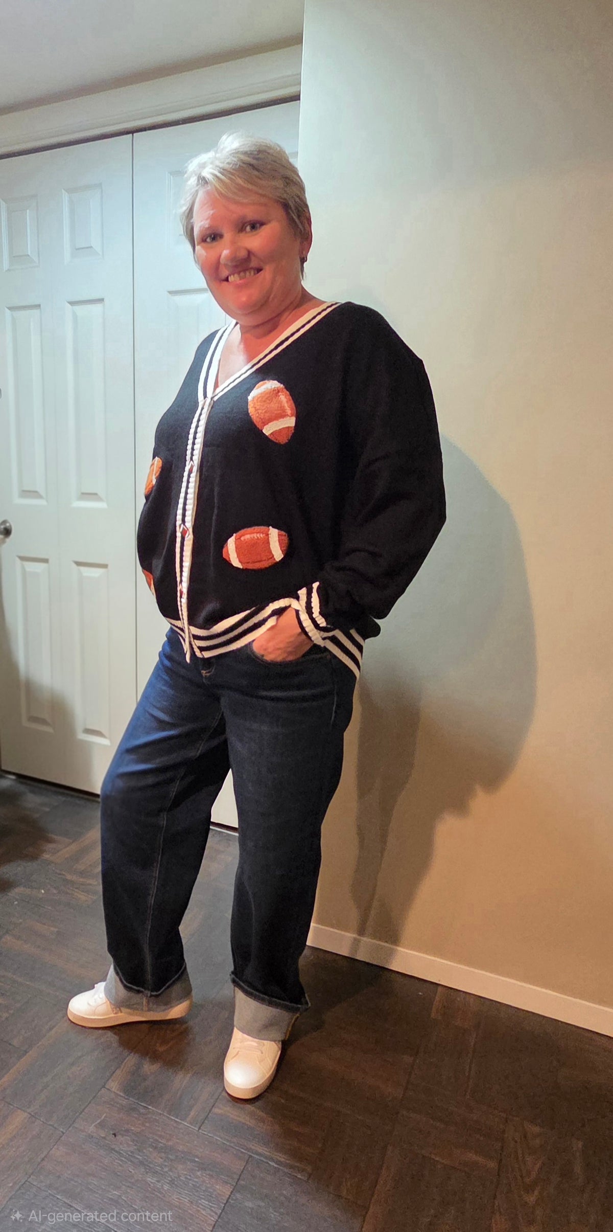Football Knit Cardigan