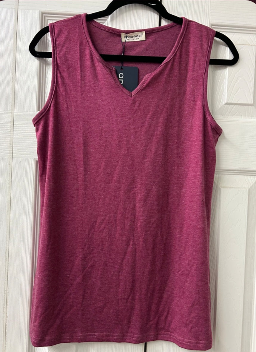 Notch Neck Knit Tank Top