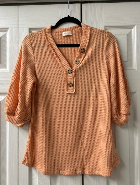 Half Sleeve Solid Waffle Top